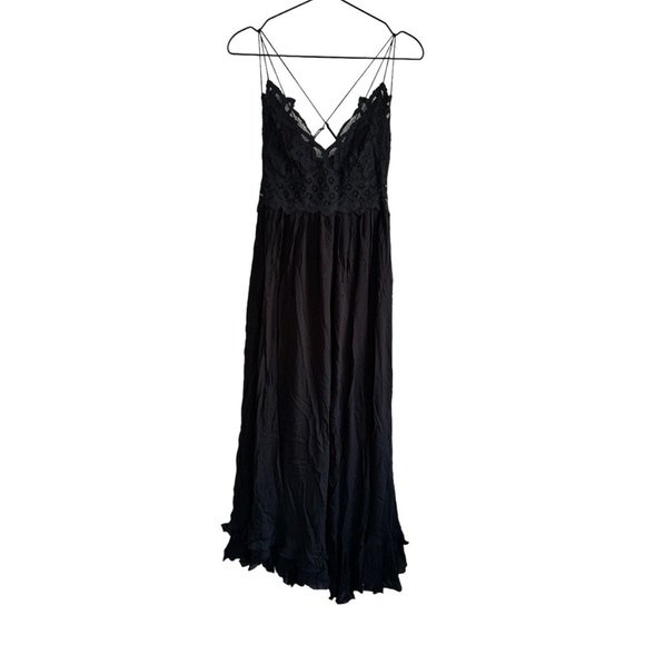 Free People Adella Maxi Slip Dress Black Large - Picture 3 of 8